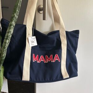 Ingrid & Isabel Blue and Cream MAMA Tote